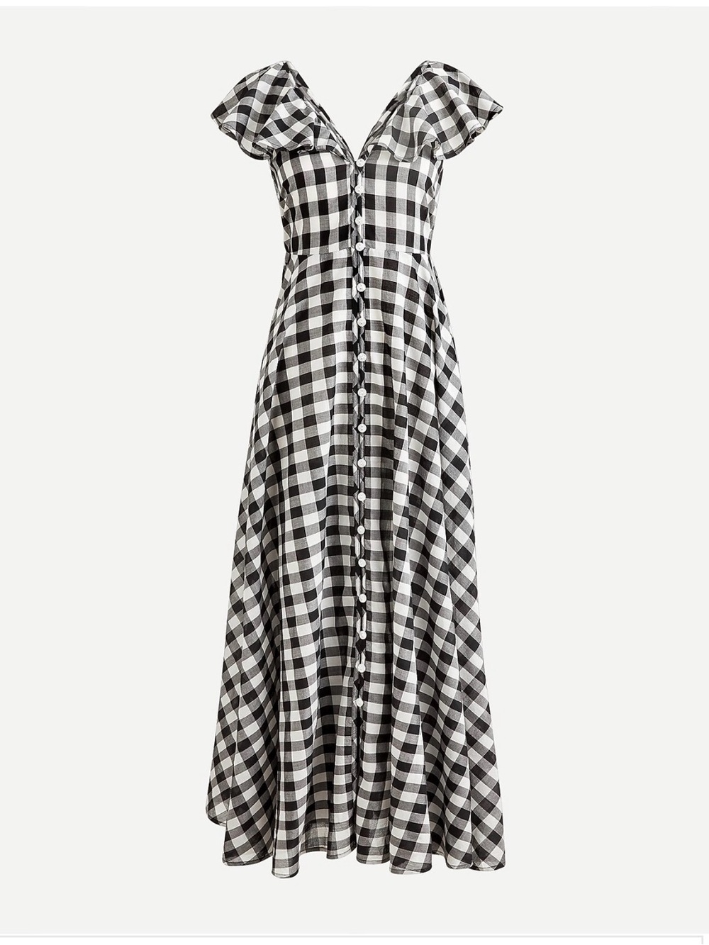 J.CREW Beachwear Button-Up Ruffle Dress in Gingham